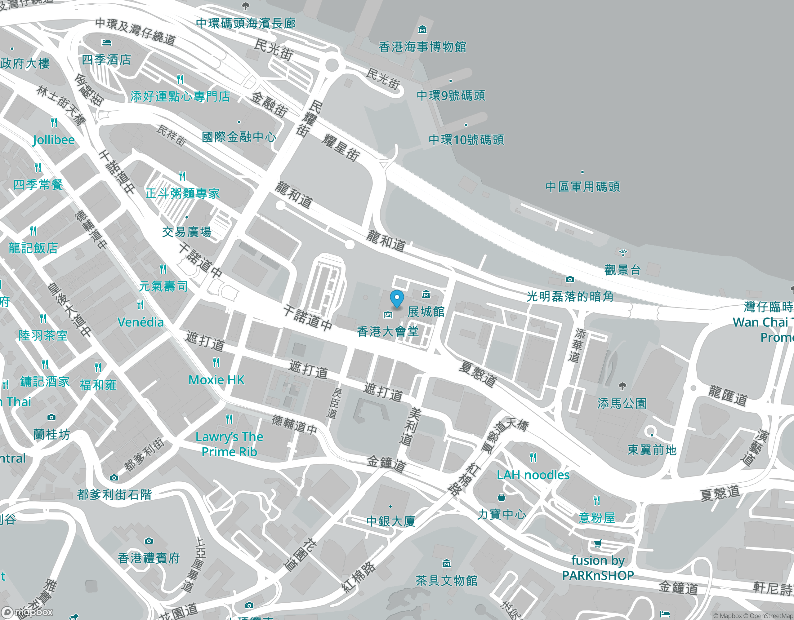 地圖，香港大會堂，Central, Edinburgh Pl, 5號五號，https://www.lcsd.gov.hk/en/hkch/index.html