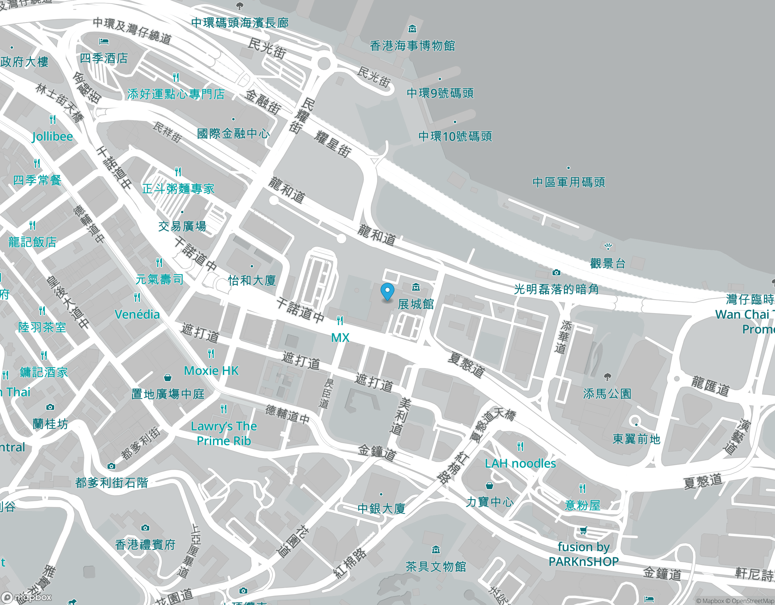 地圖，香港大會堂，Central, Edinburgh Pl, 5號五號，https://www.lcsd.gov.hk/en/hkch/index.html